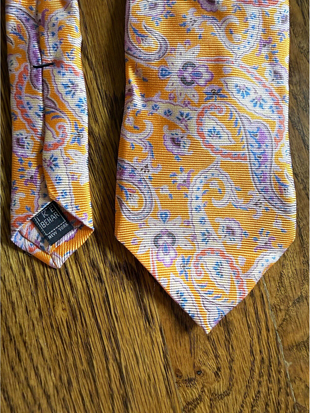 Ike Behar 100% Silk Jacquard Woven Orange Purple Blue Paisley Men’s Tie